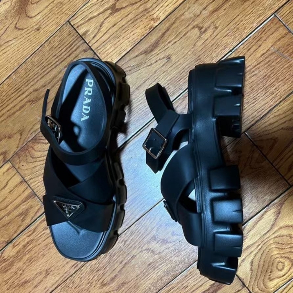 Prada Monolith Leather Sandals - Picture 5 of 6